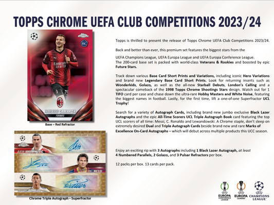 2023-24 Topps UEFA Club Competitions Chrome Soccer Jumbo Box